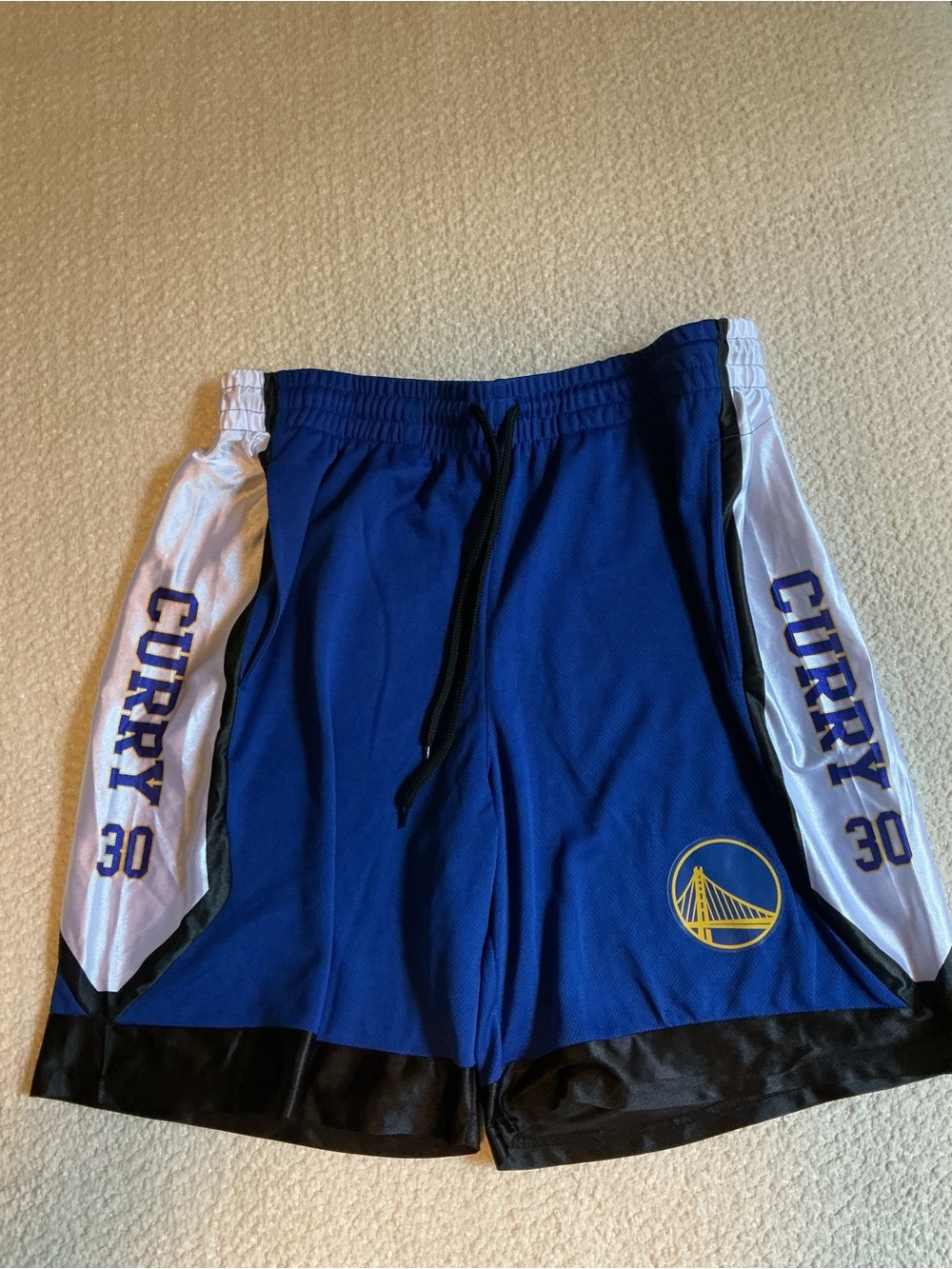 NBA Stephen Curry Blue White Gold Men’s Athletic Shorts